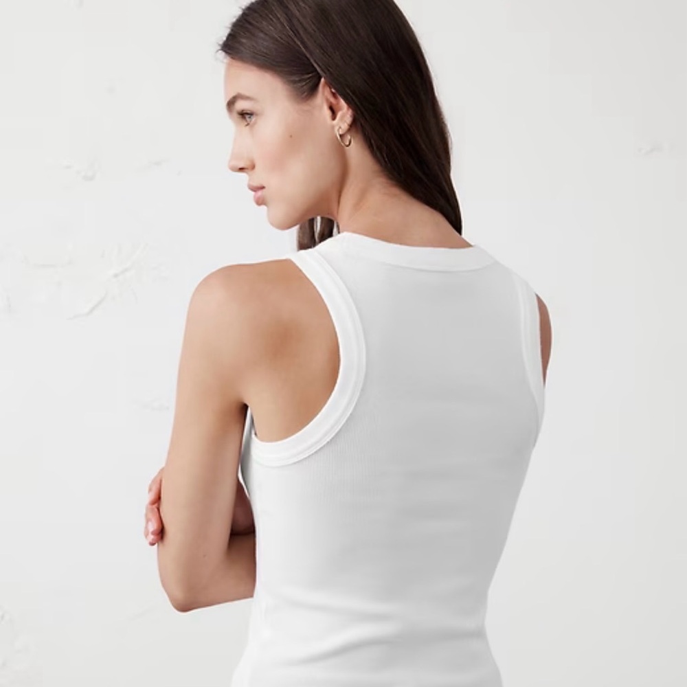 Banana Republic Ribbed Racer Tank Tops - 2 White